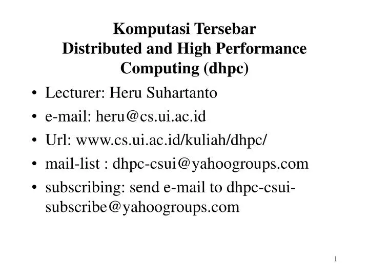 komputasi tersebar distributed and high performance computing dhpc