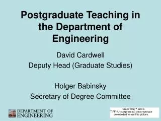 Postgraduate Teaching in the Department of Engineering