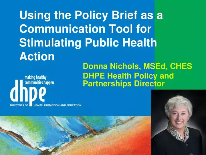 using the policy brief as a communication tool for stimulating public health action