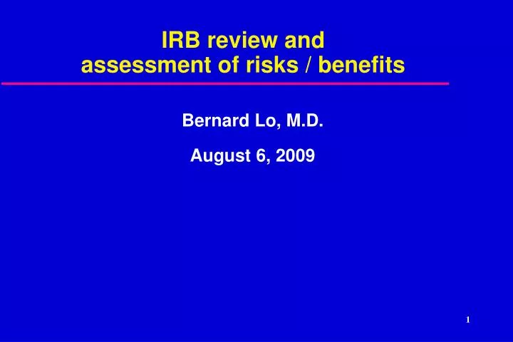 irb review and assessment of risks benefits