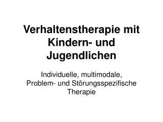 verhaltenstherapie mit kindern und jugendlichen