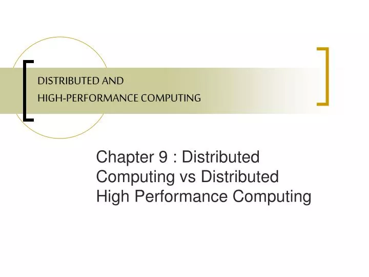 distributed and high performance computing