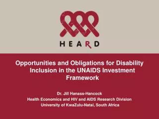 Opportunities and Obligations for Disability Inclusion in the UNAIDS Investment Framework