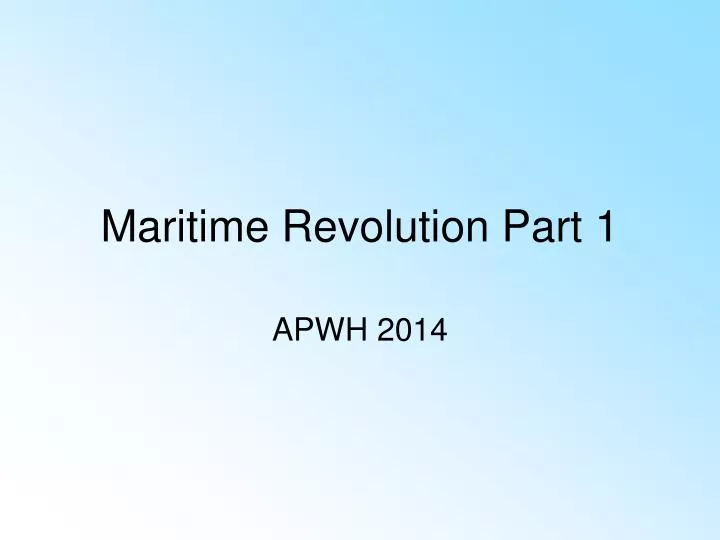 maritime revolution part 1