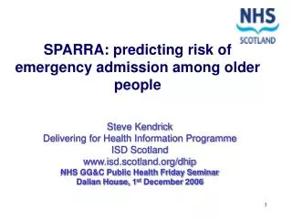 SPARRA: predicting risk of emergency admission among older people