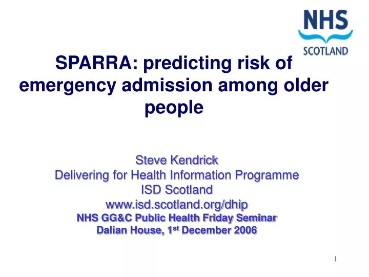 sparra predicting risk of emergency admission among older people