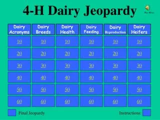 4-H Dairy Jeopardy