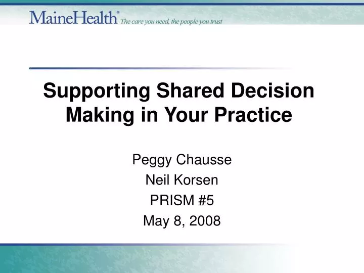supporting shared decision making in your practice