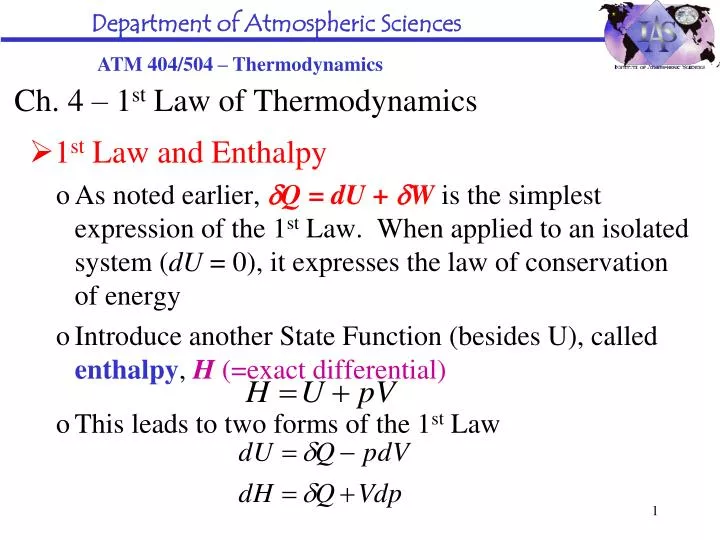 ch 4 1 st law of thermodynamics