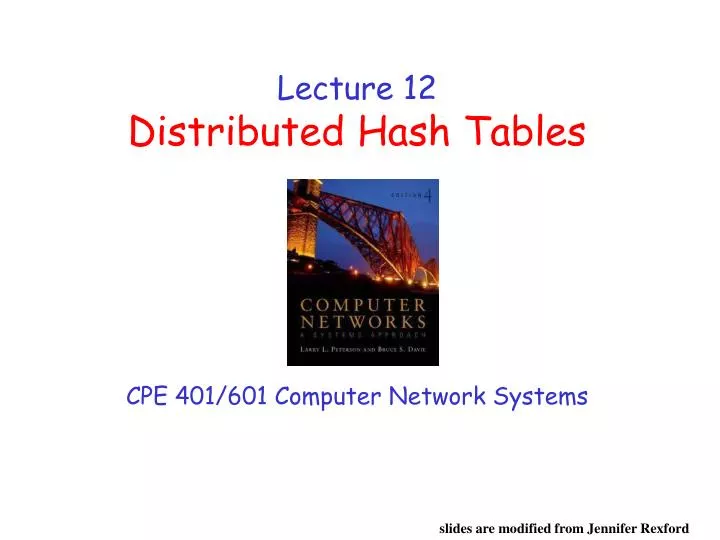lecture 12 distributed hash tables