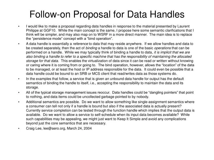 follow on proposal for data handles
