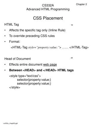 CS332A Advanced HTML Programming
