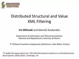 Distributed Structural and Value XML Filtering