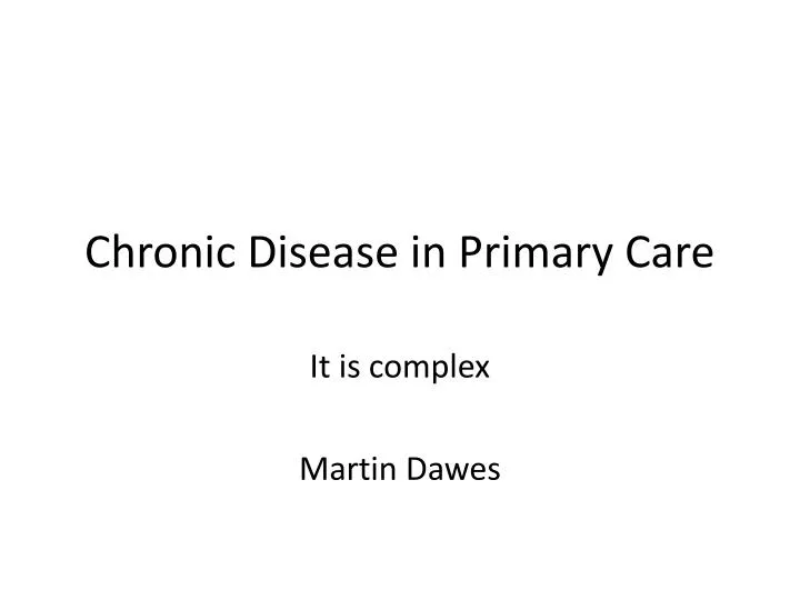 chronic disease in primary care