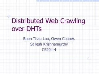 Distributed Web Crawling over DHTs