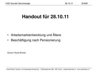 Handout für 28.10.11 Arbeitsmarktentwicklung und Ältere