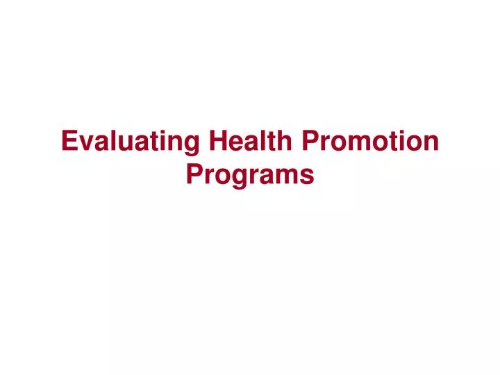 evaluating health promotion programs