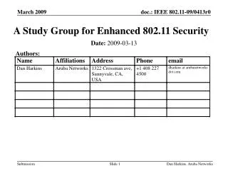 A Study Group for Enhanced 802.11 Security