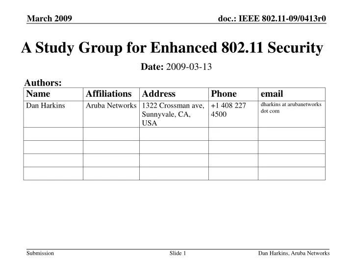 a study group for enhanced 802 11 security
