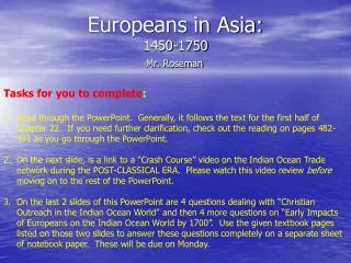 Europeans in Asia: 1450-1750