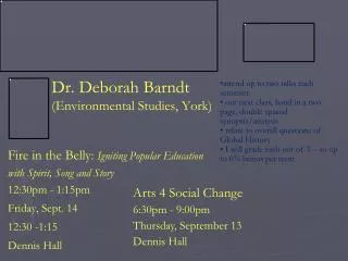 Dr. Deborah Barndt (Environmental Studies, York)
