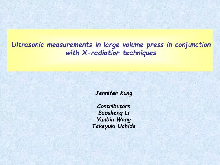 ultrasonic measurements in large volume press in conjunction with x radiation techniques