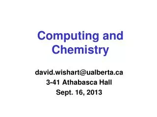 Computing and Chemistry