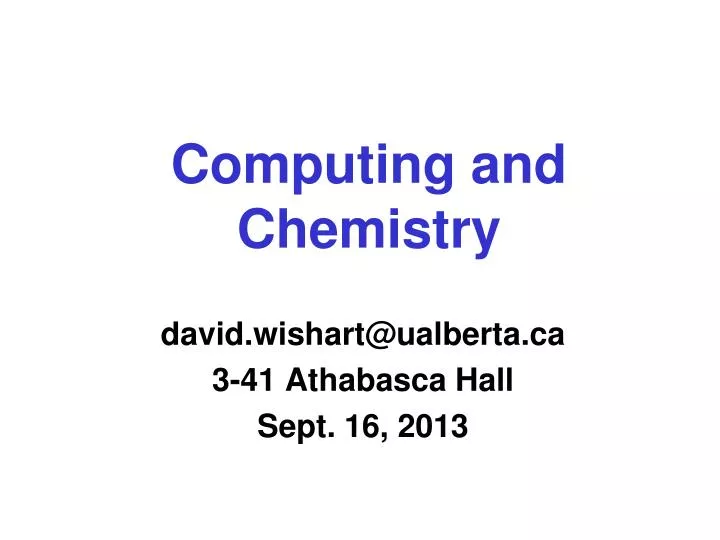 computing and chemistry