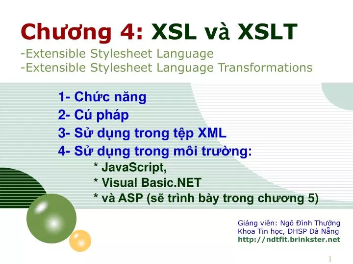 ch ng 4 xsl v xslt extensible stylesheet language extensible stylesheet language transformations