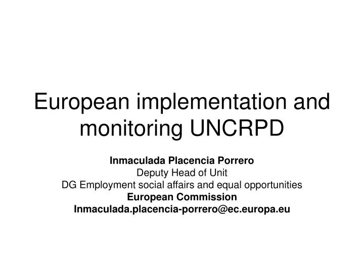 european implementation and monitoring uncrpd