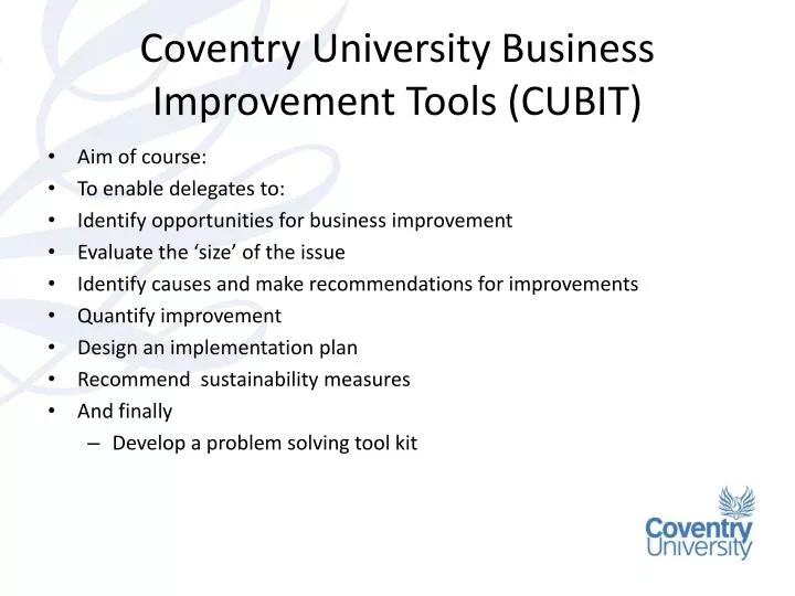 coventry university business improvement tools cubit