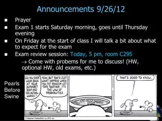 Announcements 9/26/12