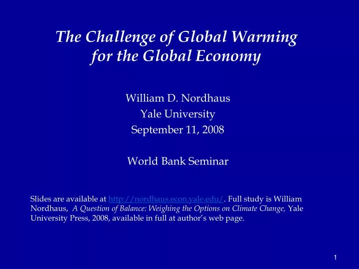 the challenge of global warming for the global economy