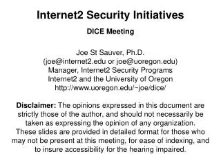 Internet2 Security Initiatives