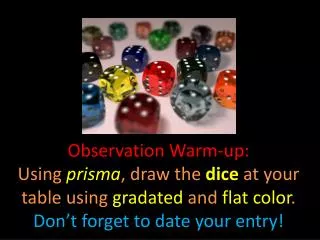observation warm up dice
