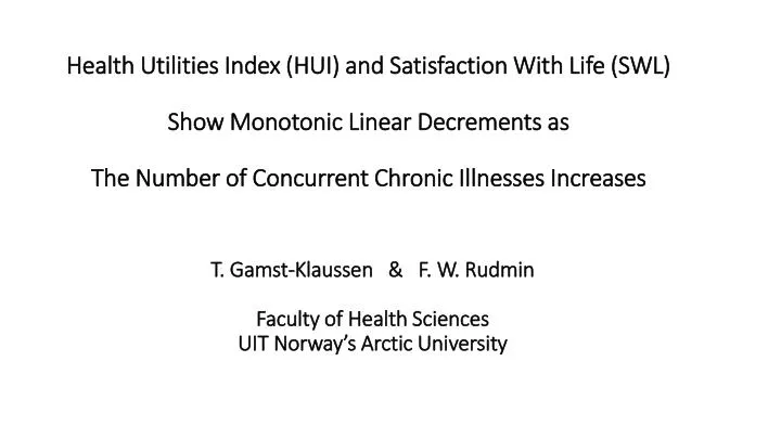 t gamst klaussen f w rudmin faculty of health sciences uit norway s arctic university