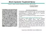 Block Copolymer Toughened Epoxy