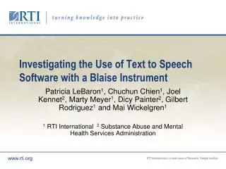 Investigating the Use of Text to Speech Software with a Blaise Instrument