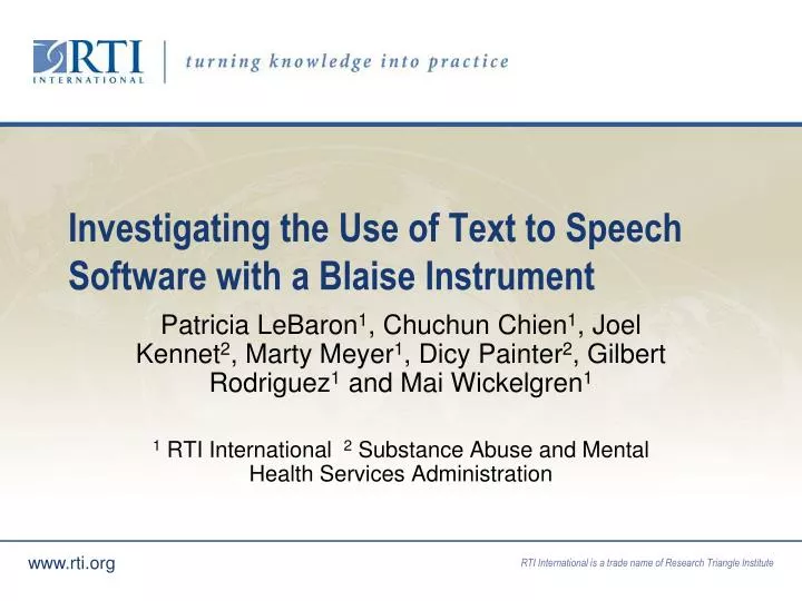 investigating the use of text to speech software with a blaise instrument