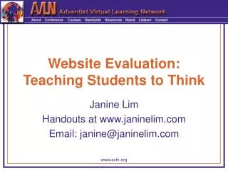Website Evaluation: Teaching Students to Think