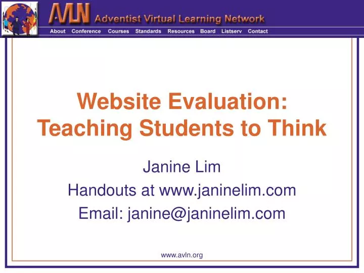 website evaluation teaching students to think