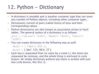 12. Python - Dictionary