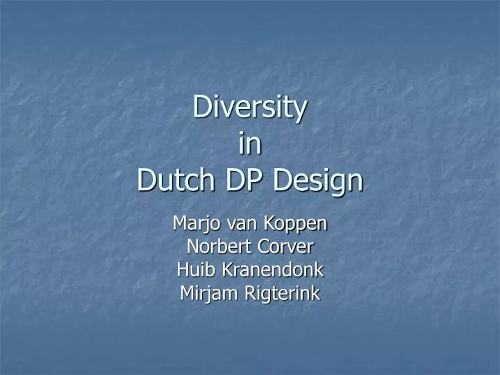 diversity in dutch dp design