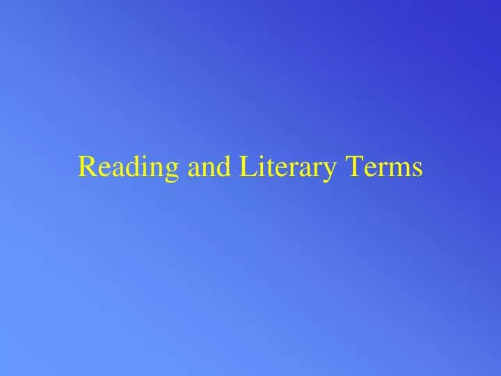 reading and literary terms
