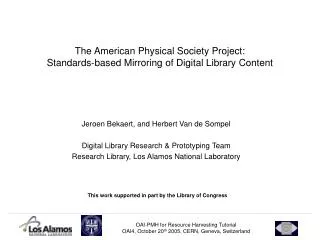 The American Physical Society Project: Standards-based Mirroring of Digital Library Content