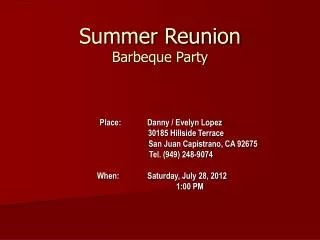 Summer Reunion Barbeque Party