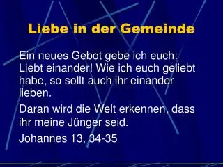 liebe in der gemeinde