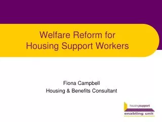 Welfare Reform for Housing Support Workers