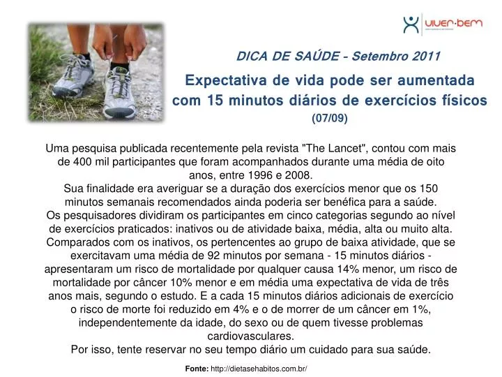 expectativa de vida pode ser aumentada com 15 minutos di rios de exerc cios f sicos 07 09