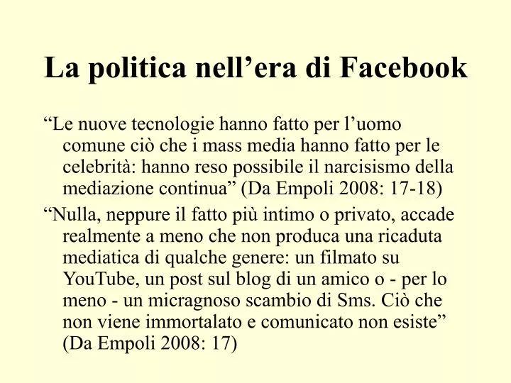 la politica nell era di facebook
